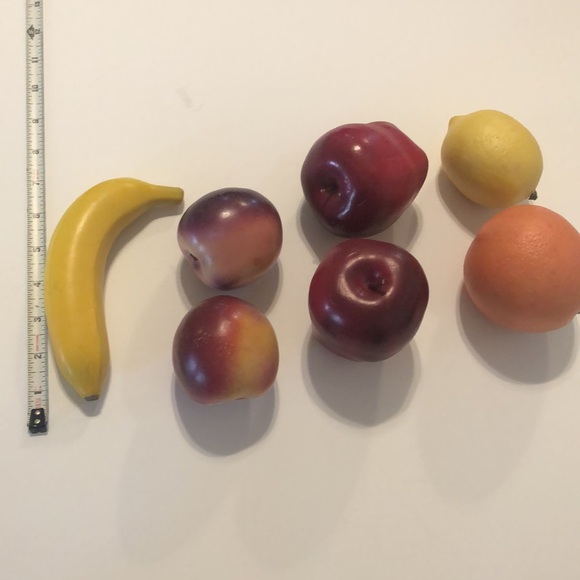 Lot of 7 Variety of Artificial Faux Fruit Apples, Banana, Lemon, Orange, Plums - Picture 2 of 9